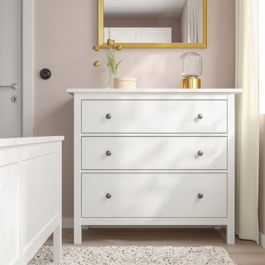 Комод ХЕМНЭС (HEMNES) с 3 ящиками, 108х96х50 см, белый (массив сосны) — купить аналог ИКЕА в Москве