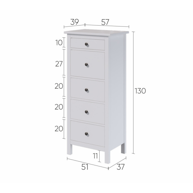 Комод 5 ящиков Кымор/Хемнэс Икеа, 57х130х39 см