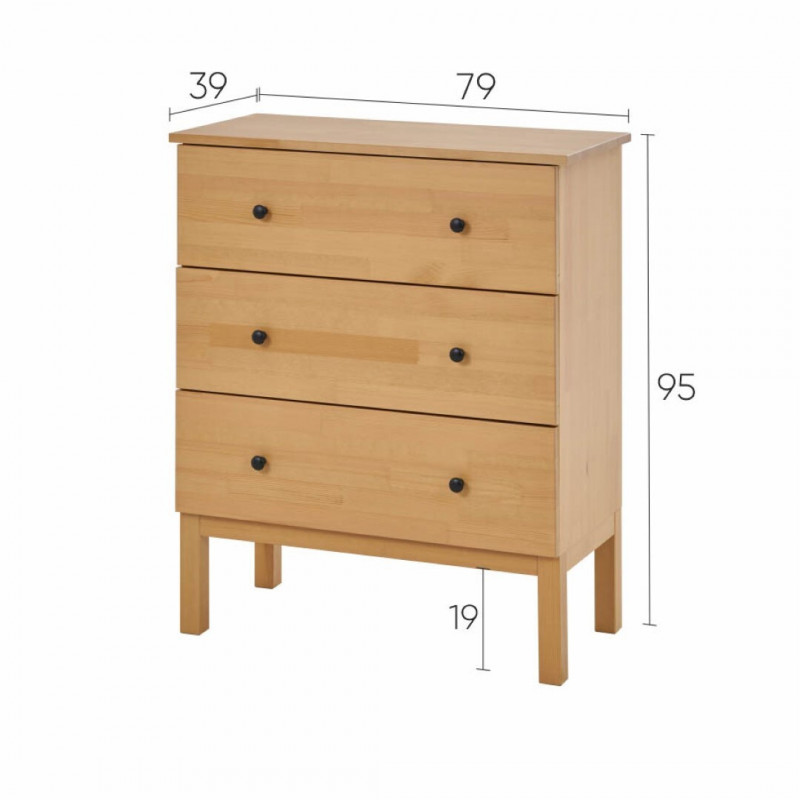 Комод 3 ящика ТИРАНА, 79х95х39 см
